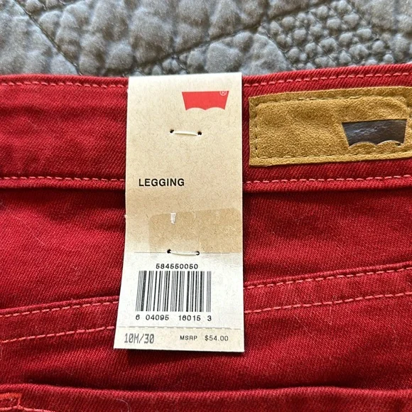 NWT 10 Medium Deep Red Levi’s Jean Leggings - Picture 6 of 7